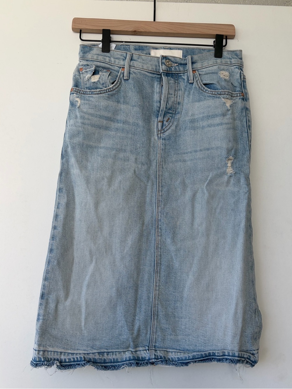 Mother The Vagabond Midi Undone Hem Skirt size 24